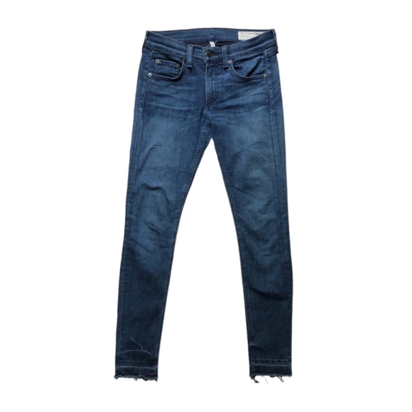 Rag & Bone Jeans Ankle Skinny Size 25 Blue Denim Raw Released Hem - Picture 2 of 15